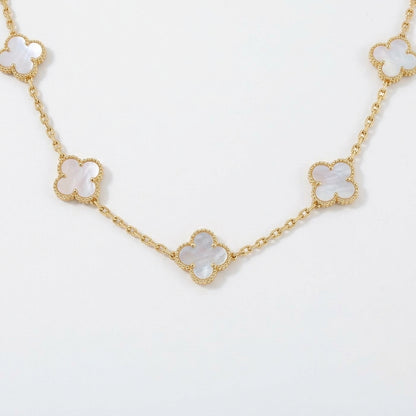 Collar Trébol de la Suerte blanco nácar