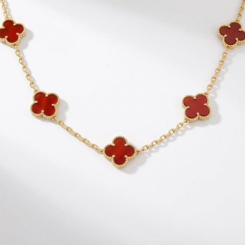 Collar Trébol de la Suerte rojo