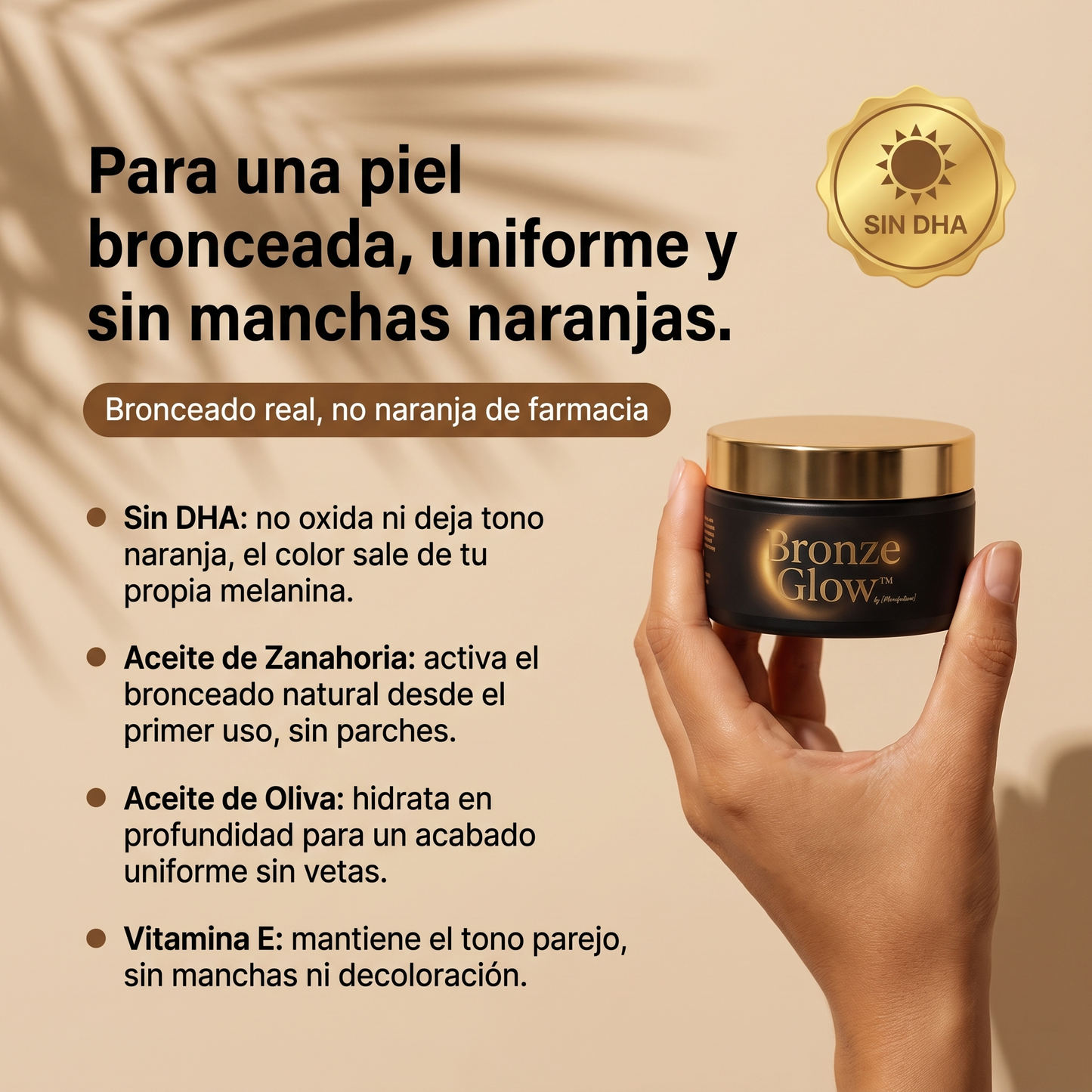 Bronze Glow™ — Sin Manchas Ni Naranja
